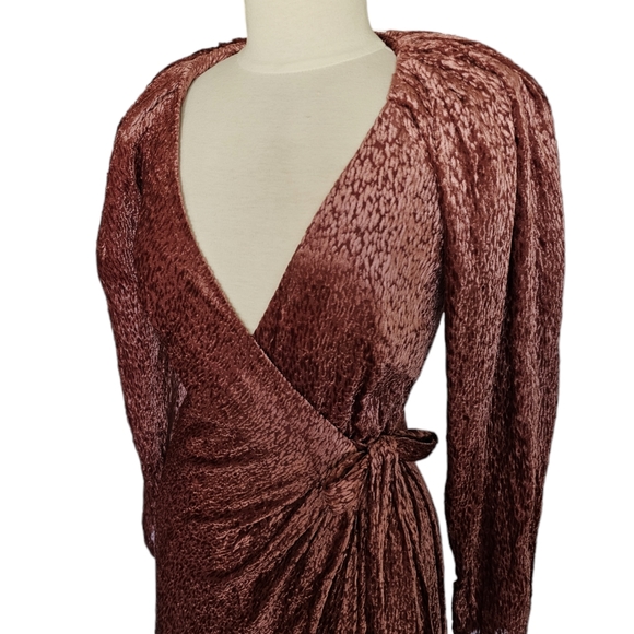 TANYA TAYLOR Laureen Velvet Wrap Rosewood Dress Womens Size 6 - Picture 4 of 7
